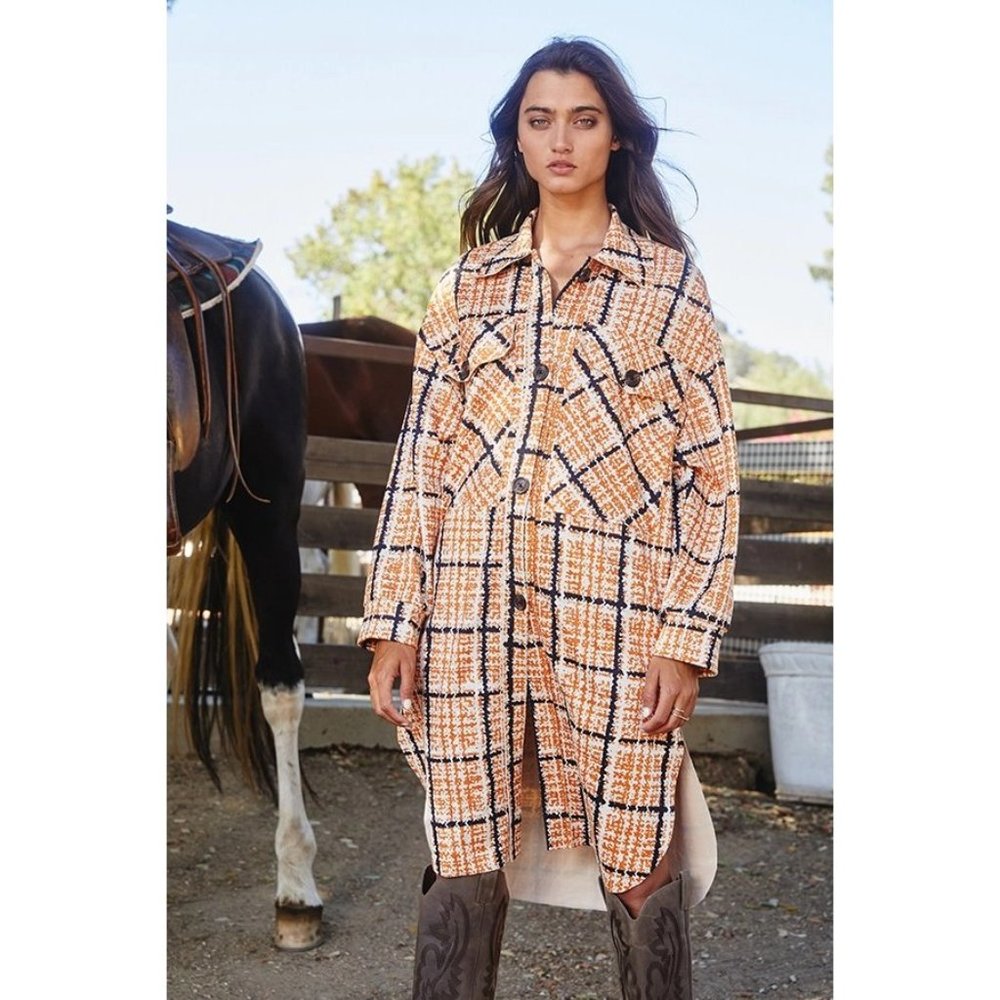 Longline Jacket Shacket In Check